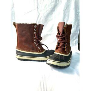 Sorel Womens Waterproof Leather Winter Boots Size 8 Brown READ